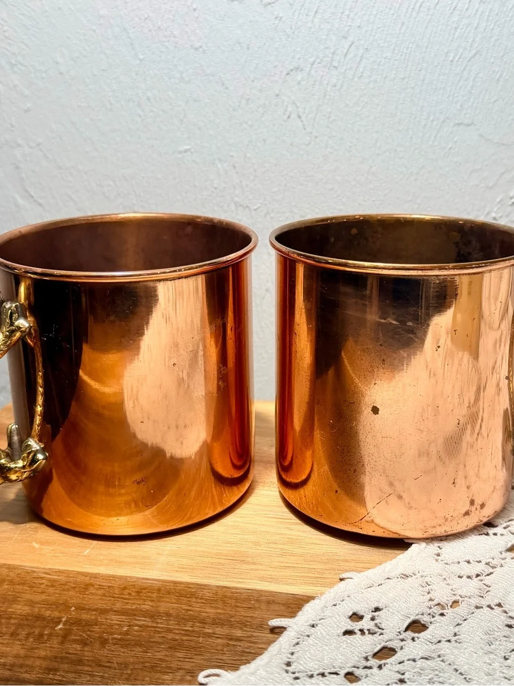 Vintage Copper Moscow Mule Mug Set - Copper Finish and brass dragon handles